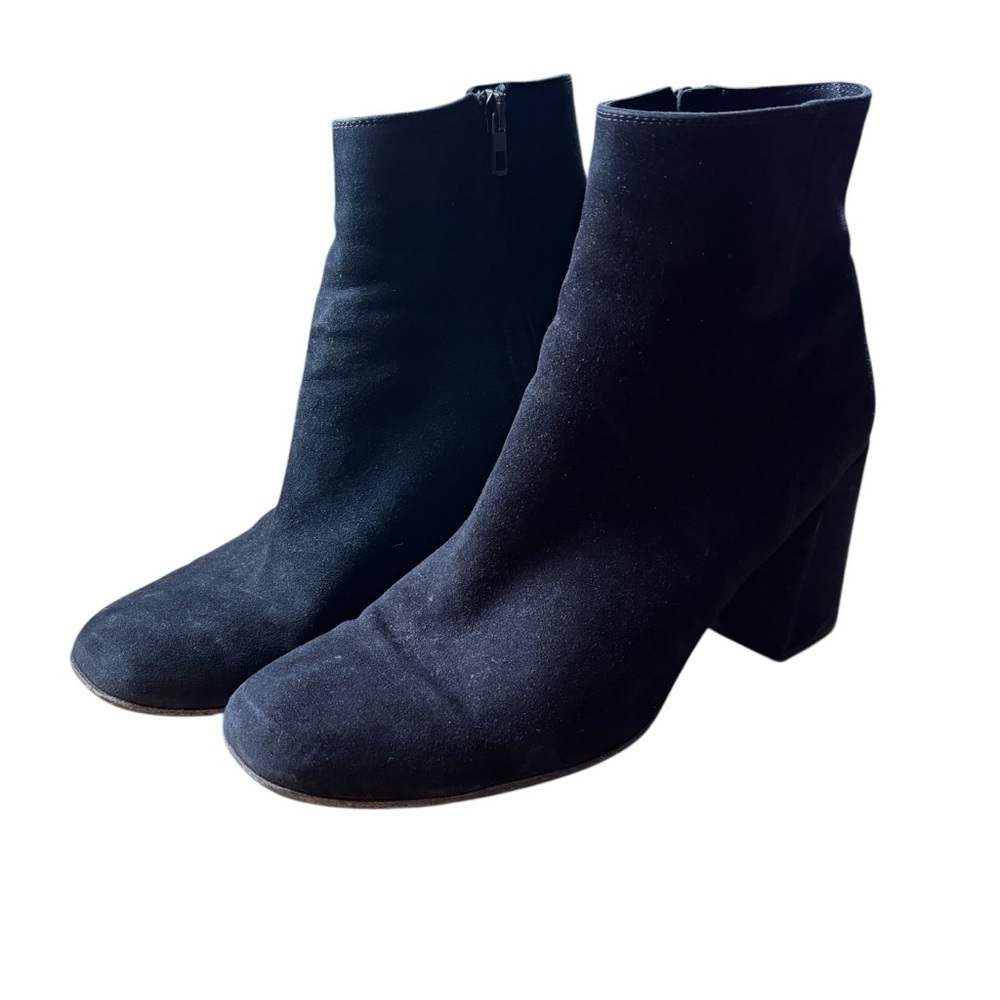 Vince Highbury Black Suede Block 3” Heel Ankle Boots – Women’s Sz 9.5